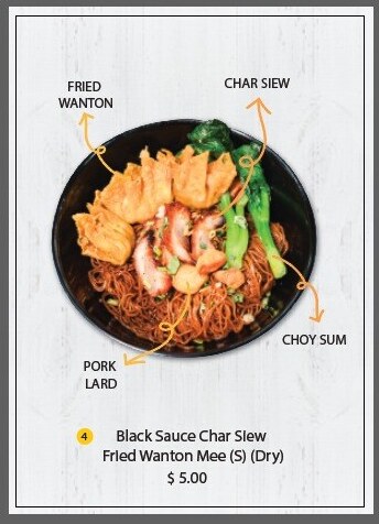 Black Sauce Char Siew Fried Wanton Mee (S), S$5